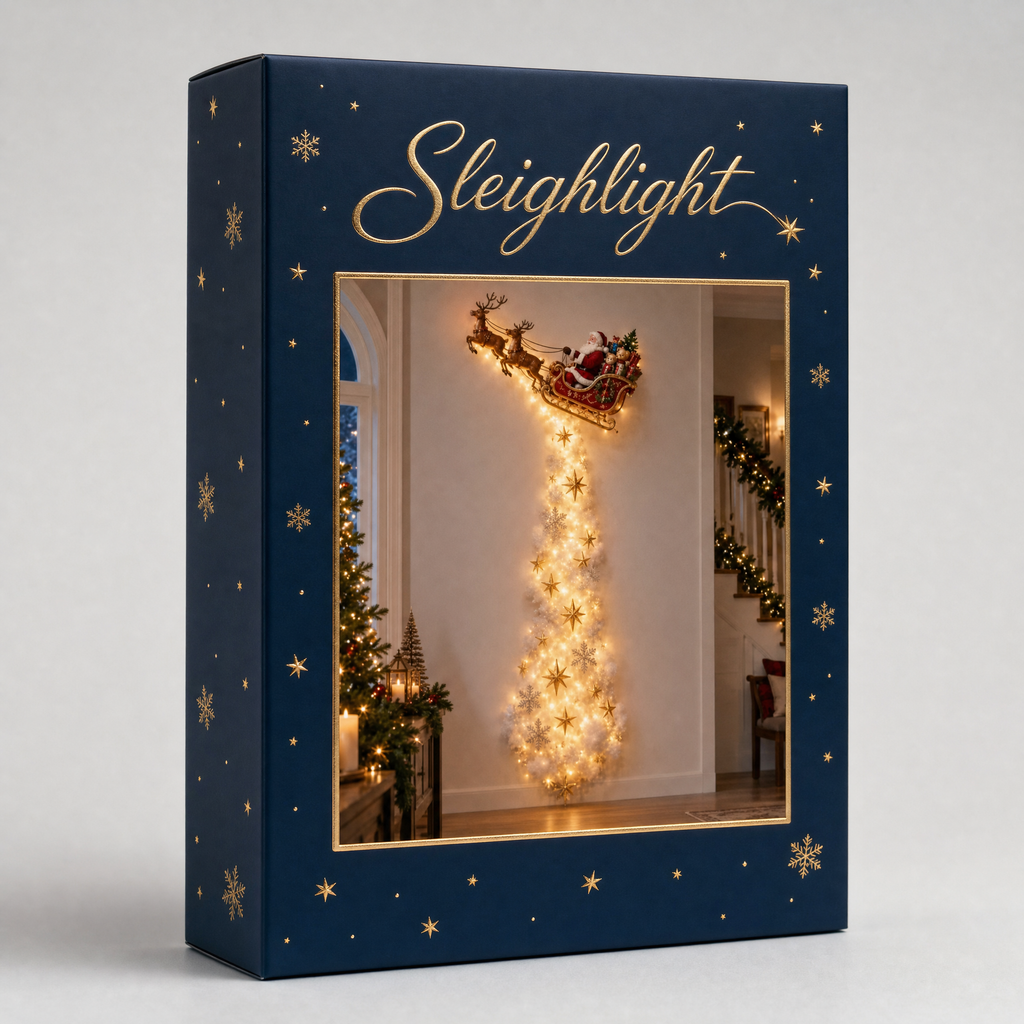 Sleighlight navy and gold gift box