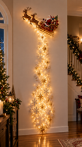 Sleighlight Santa sleigh wall light glowing in a cozy hallway